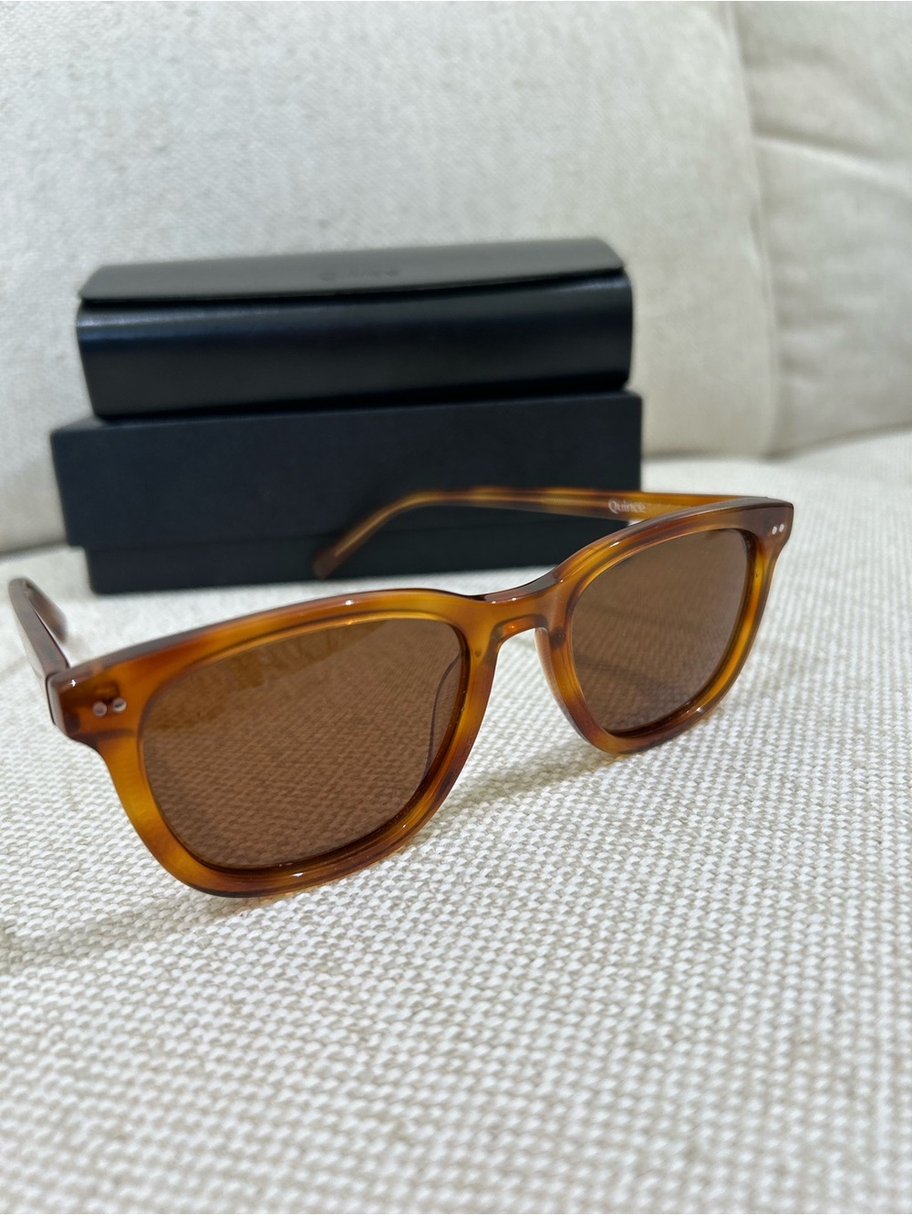 EUC QUINCE Athens Polarized Acetate Sunglasses Clear Brown Brown Lens Modern - Picture 5 of 10